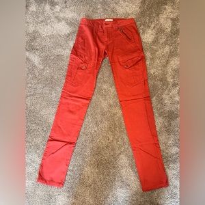 Coral cargo-like womens jeans